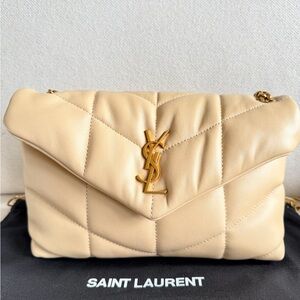 Saint Laurent Toy Puffer Lambskin Quilter Shoulder Bag Beige